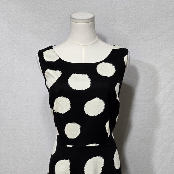 Talbots Dress Womens‎ 14P Black White Polka Dot Sleeveless Textured Midi Petite - Picture 3 of 14